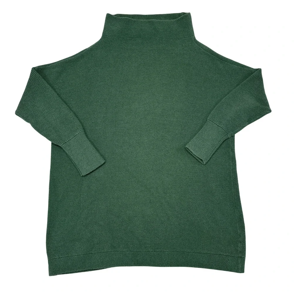 Free People Ottoman Slouchy Tunic Sweater Size Medium Green Oversized Mock Neck